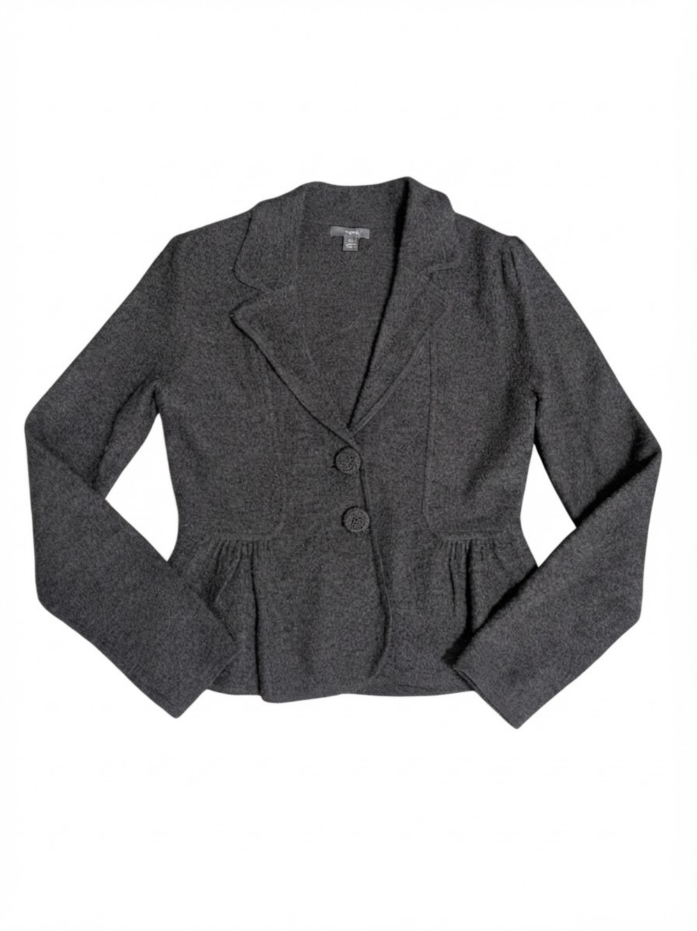 Apt 9 Women Gray 100% Wool Peplum Blazer Jacket Size Small Dark Academia